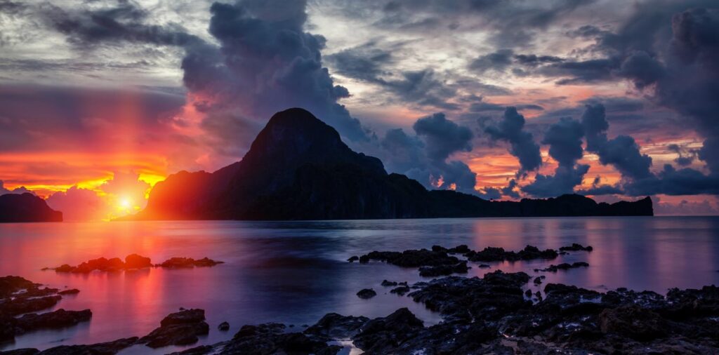 sunset scenery in El Nido, Philippines