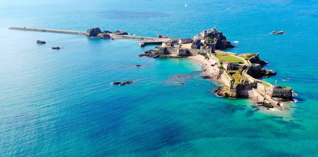Aerial view of Jersey island, UK Hidden Gems