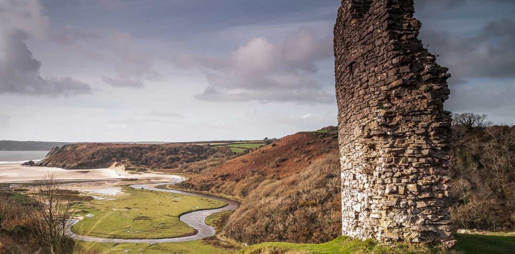 Three Cliffs Bay on the Gower Peninsula in South Wales.