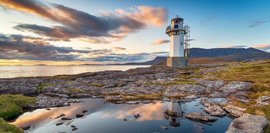 Rhue Lighthouse, located near Ullapool