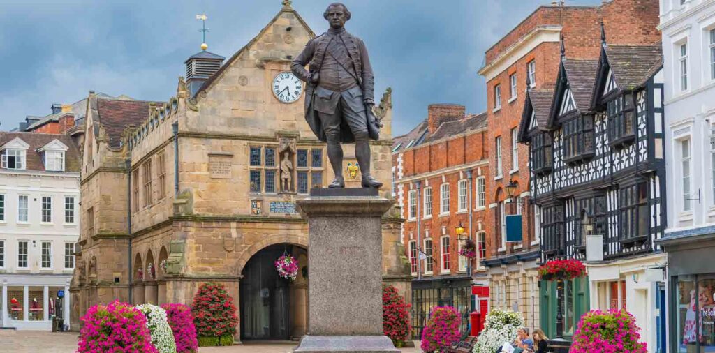 central market square in Shrewsbury, England