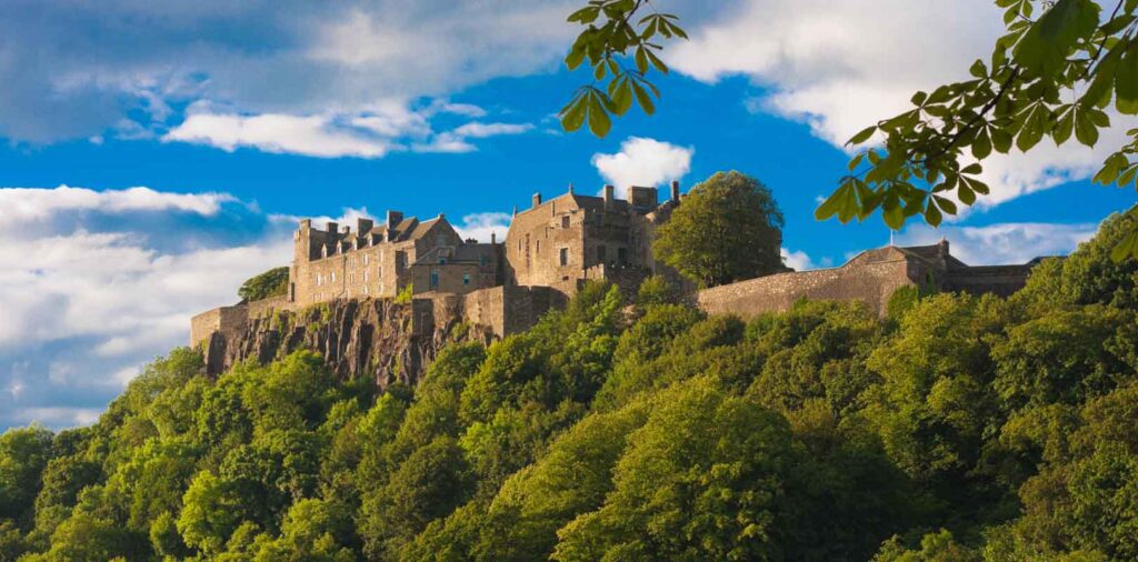 This image shows Stirling Castle, a historic fortress located in Stirling, Scotland.