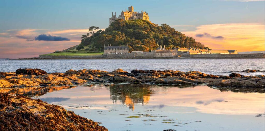 historic tidal island of St Michael's Mount located in Cornwall, England.