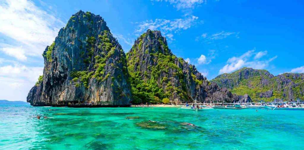 limestone cliffs and turquoise waters of Shimizu Island in El Nido, Palawan, Philippines